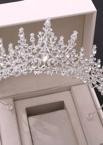 Beyaz Payetli Modern Klasik Gelin Tacı - Görsel 2