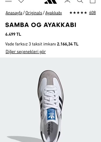 Adidas Samba Beyaz Spor Ayakkabı - Görsel 3
