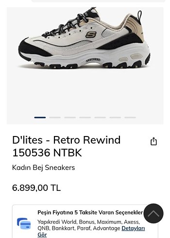 38 Beden çeşitli Renk Skechers D'lites Retro Rewind Bej Kadın Sneaker