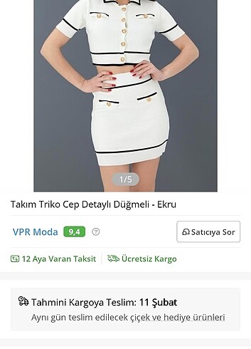 Diğer Takım Triko Cep Detaylı Düğmeli - Ekru
