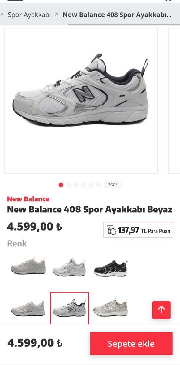 New Balance 408 Spor Ayakkabı Beyaz - Görsel 4