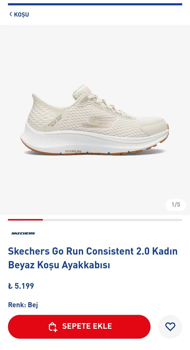 Skechers Go Run Consistent 2.0 Kadın Krem Rengi Spor Ayakkabı - Görsel 3