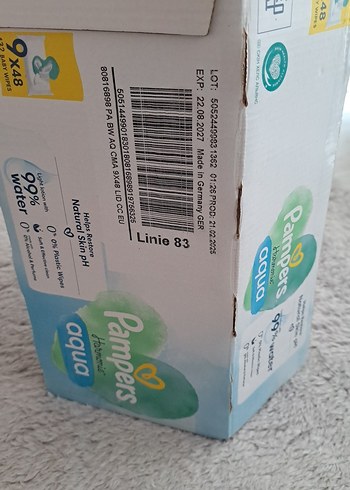 Beden Prima Pampers Harmonie Yeni Doğan Aqua Pure 48 Yaprak 9 Lu Set