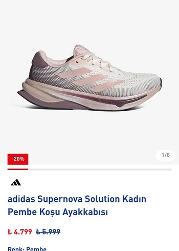 Adidas Supernova Solution Kadın Pembe Spor Koşu Ayakkabısı - Görsel 3
