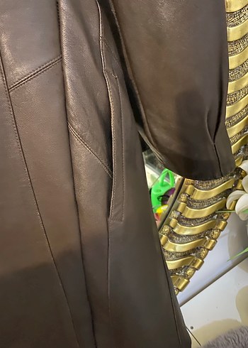 Kadın Kahverengi  haliki Deri Uzun Ceket - Görsel 4