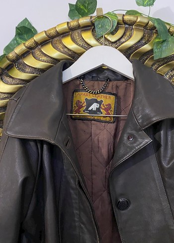 Kadın Kahverengi  haliki Deri Uzun Ceket - Görsel 2