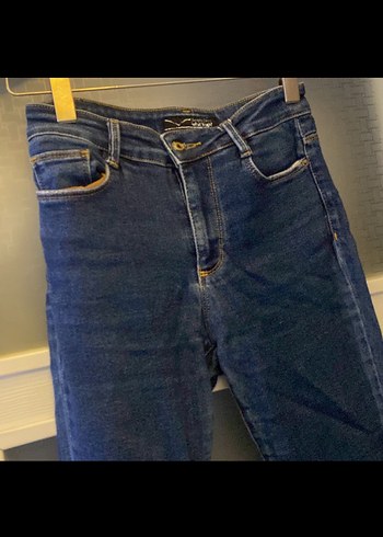 Kadın Koyu Mavi Slim Fit Midi Denim Jean - Görsel 4