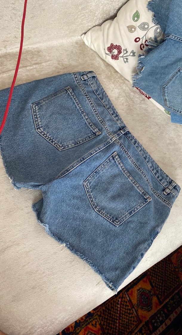 Kadın Mavi Mini Denim Şort - Görsel 2