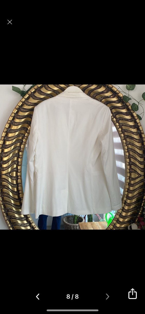 Düğmeli Beyaz Kadın Blazer Ceket - Görsel 2