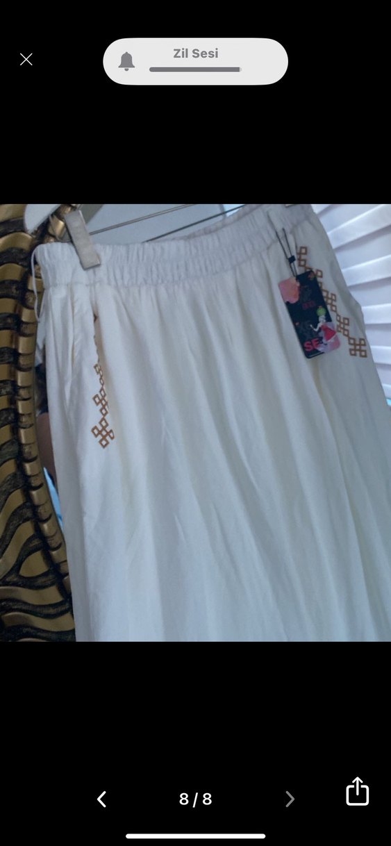 Nakışlı Beyaz Uzun Pamuklu Etek - Görsel 3