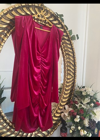 Bordo Drapeli Uzun Kollu  marka elbise - Görsel 3