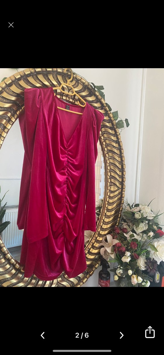 Bordo Drapeli Uzun Kollu  marka elbise - Görsel 3