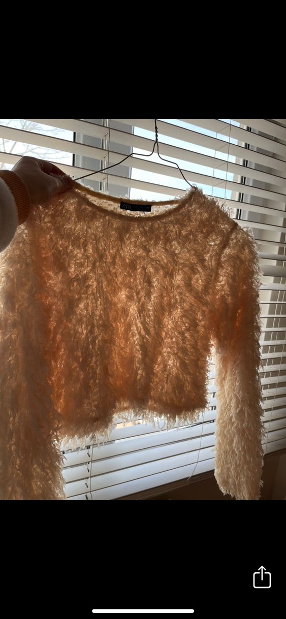 Bej Kadın Kısa Suni Kürk Sweatshirt - Görsel 3