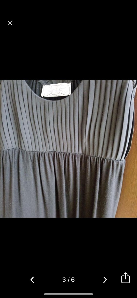 Siyah Pilili V Yaka Midi Elbise - Görsel 3