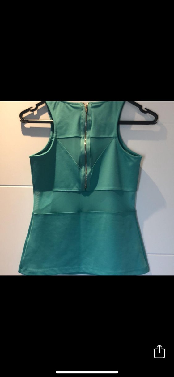 Parlak Turkuaz V Yaka Kolsuz Kadın Bluz - Görsel 2