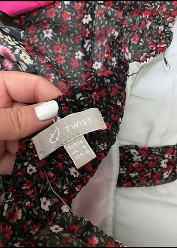 Çiçek Desenli Straplez Mini Bustiyer Elbise - Görsel 3