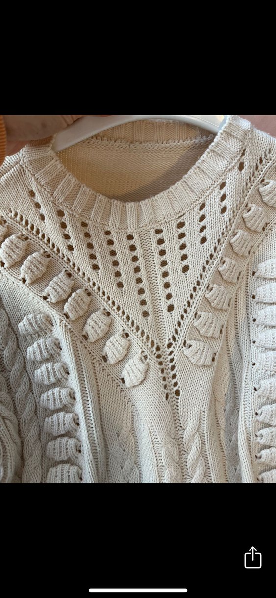 Beyaz Örgü Bohem Mini Kazak - Görsel 2