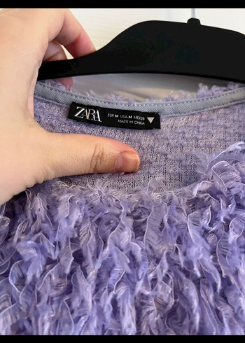 Mor Tüylü Uzun Kollu Triko Kazak - Görsel 3