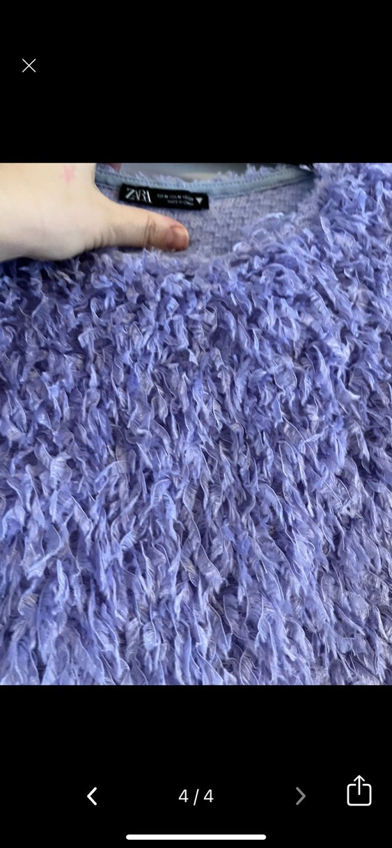 Mor Tüylü Uzun Kollu Triko Kazak - Görsel 4