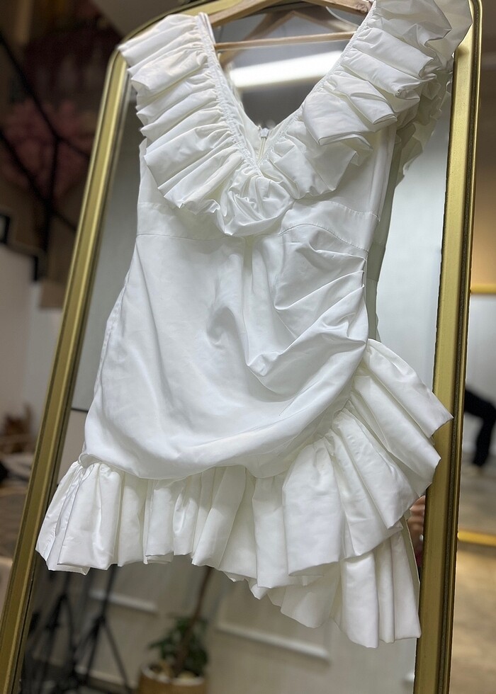 Beyaz mini elbise - Görsel 2