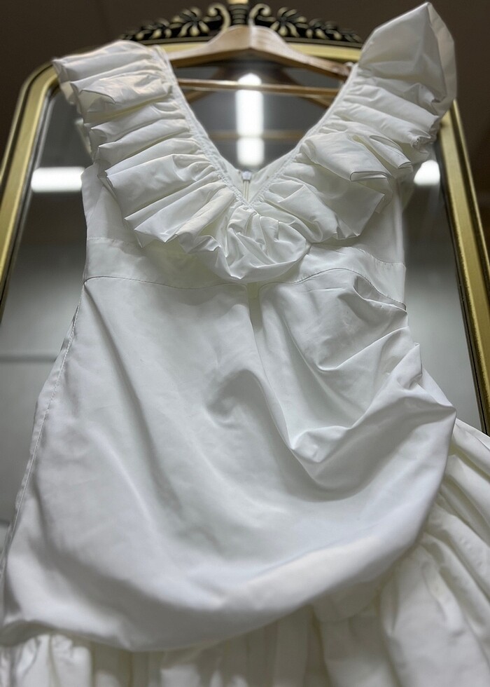 Beyaz mini elbise - Görsel 3