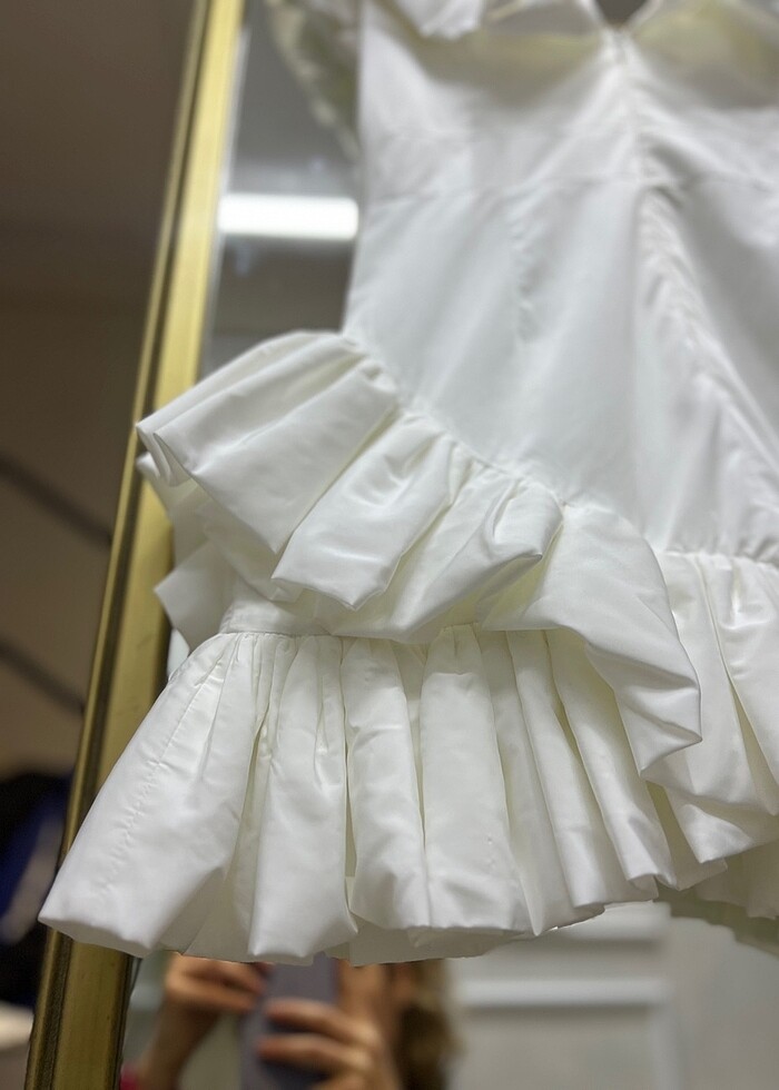 Beyaz mini elbise - Görsel 5