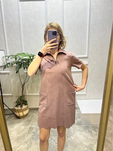 Pembe kurusu mini elbise