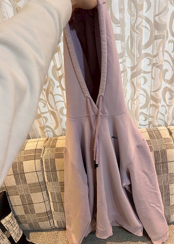 Pembe Yüksek Yakalı Kadın Sweatshirt - Görsel 4