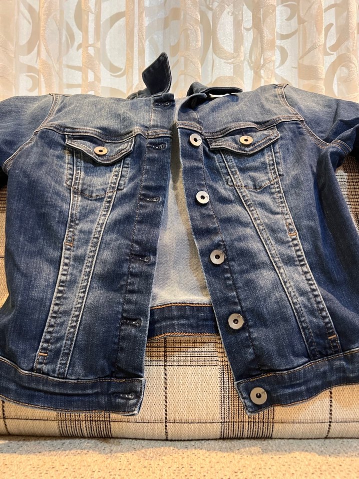 Düğmeli Kadın Koyu Mavi Denim Ceket - Görsel 3