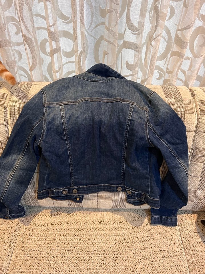 Düğmeli Kadın Koyu Mavi Denim Ceket - Görsel 5