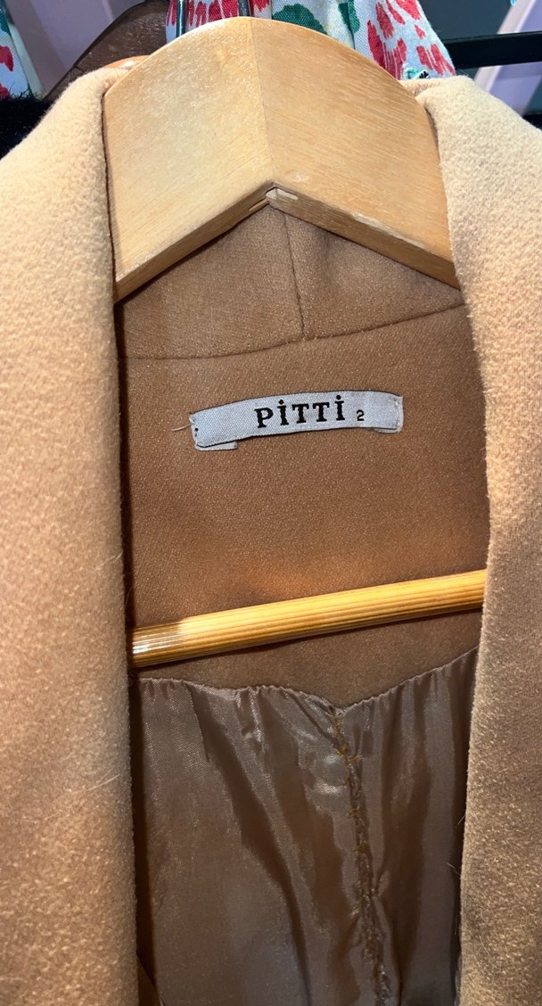 Bej Süet Düğmeli Midi Kadın Kaban - Görsel 4