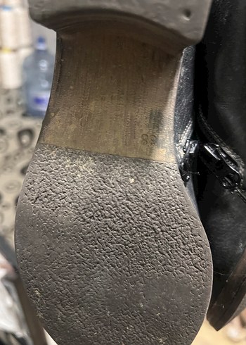 Kadın Siyah Deri Goth Bot - Görsel 6