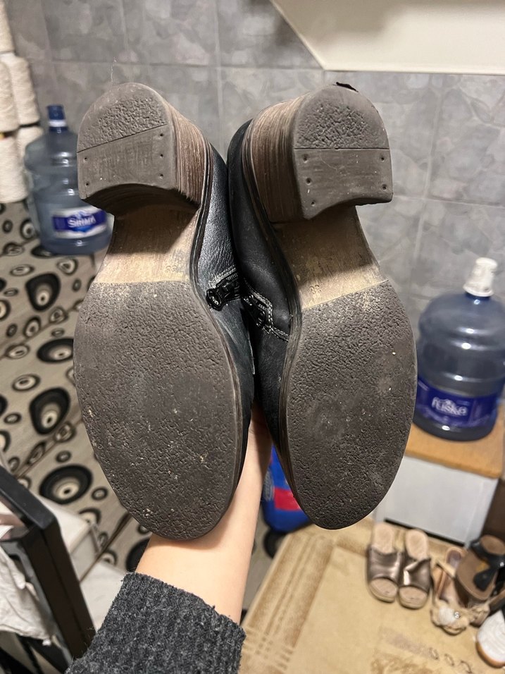 Kadın Siyah Deri Goth Bot - Görsel 5