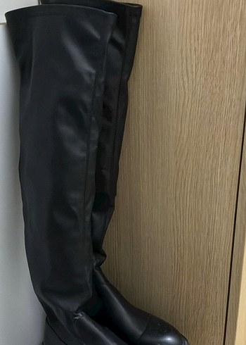 Siyah Deri Dizüstü Kadın Çizme - Görsel 16
