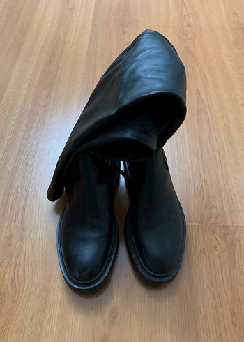 Siyah Deri Dizüstü Kadın Çizme - Görsel 2