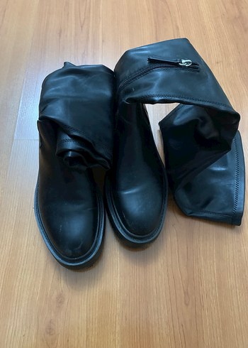 Siyah Deri Dizüstü Kadın Çizme - Görsel 6