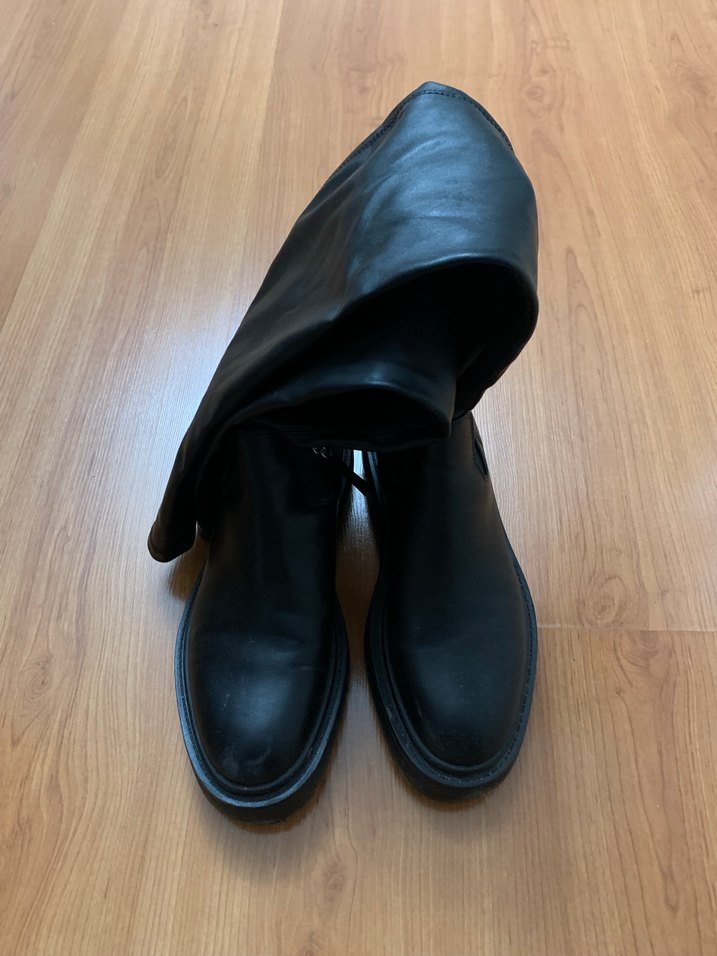 Siyah Deri Dizüstü Kadın Çizme - Görsel 2