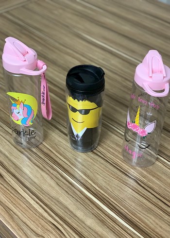Renkli Çocuk Termos Şişeleri - Pembe ve Siyah
