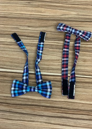 Çocuk Ekose Desenli Papyon Seti - Görsel 3