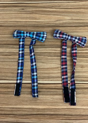 Çocuk Ekose Desenli Papyon Seti - Görsel 2