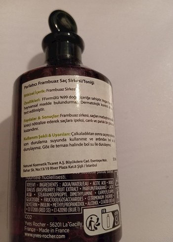 Yves Rocher Parlatıcı Frambuaz Saç Sirkesi/Toniği - Görsel 2