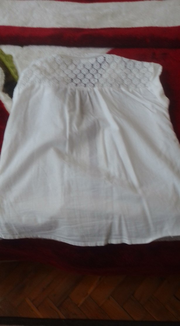 Düğmeli Beyaz Kısa Kollu Kadın Gömlek - Görsel 3