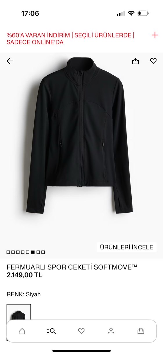 Fermuarlı Siyah Spor Ceketi Softmove - Görsel 3