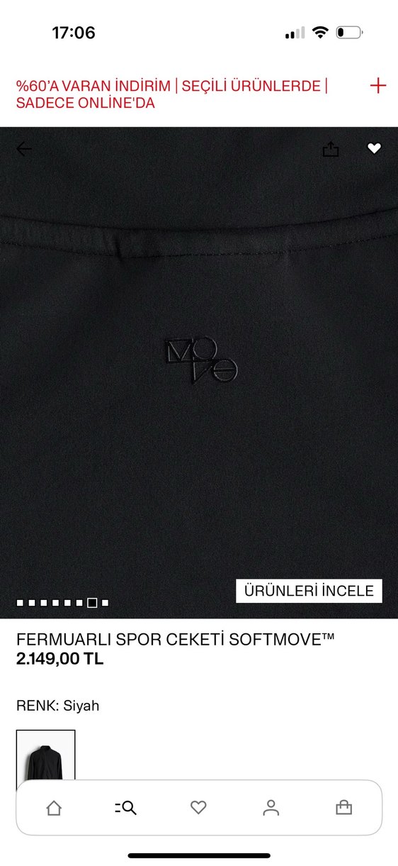 Fermuarlı Siyah Spor Ceketi Softmove - Görsel 4