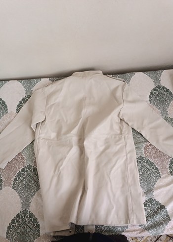 Bej Düğmeli Uzun Deri Erkek Mont - Görsel 2