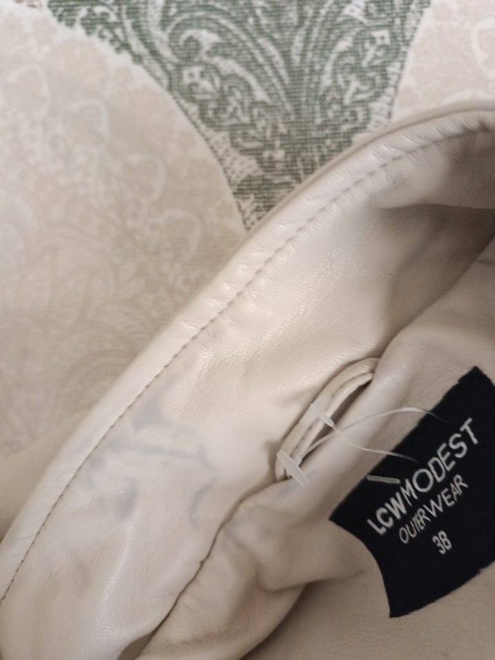 Bej Düğmeli Uzun Deri Erkek Mont - Görsel 4