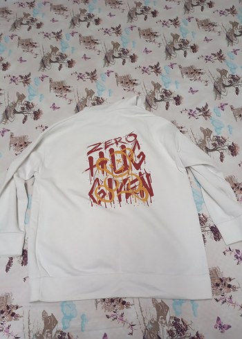 Beyaz Kapüşonlu Rahat erkek Sweatshirt - Görsel 2