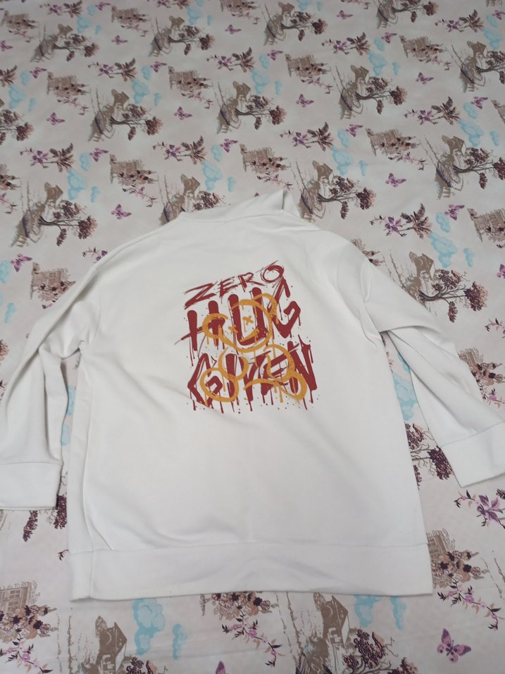 Beyaz Kapüşonlu Rahat erkek Sweatshirt - Görsel 2