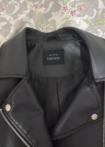 Kadın Siyah Deri Biker Ceket - Görsel 2