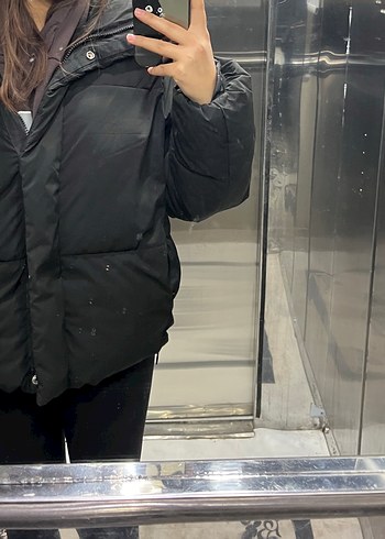 Pull and bear dik yaka şişme mont - Görsel 2